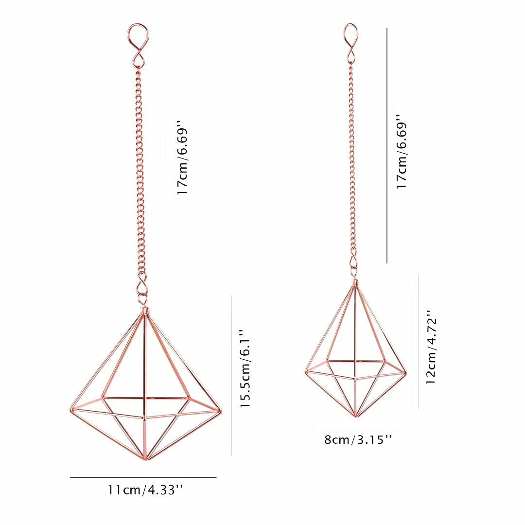 libproqia Hanging Air Plants Holders Geometric Airplant Hangers Rose Gold Tillandsia Holder Metal Pink Himmeli Metal Airfens Planter for Home Décor 4Pcs …