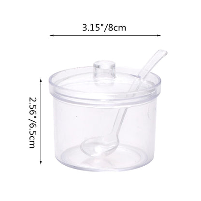 Set of 4 Clear Acrylic Sugar Bowl with Lid Salt Spoon Storage Sugar Jar with Lid for Sugar, Salt, Tea, Spices, Herbs, Condiments
