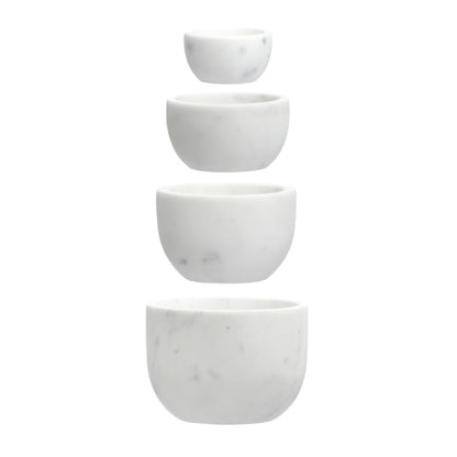 Creative Co-op White Marble Bowls (Set of 4)