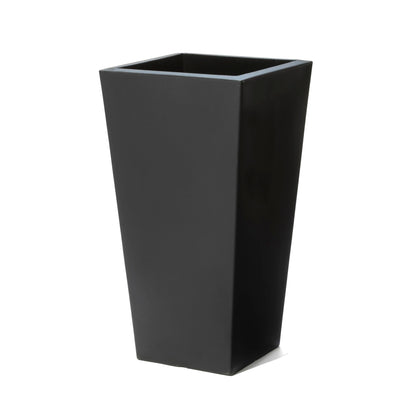 Step2 Tremont Tall Square Tapered Planter, 28", Indoor/Outdoor Plants, Efficient Drainage, Durable Resin, Onyx Black