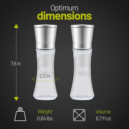 ZOLMER® Premium Stainless Steel Salt and Pepper Grinder Set manual | Adjustable Ceramic Grinder for Salt and Pepper, Chili and more - Big Silver [No Spices Included]