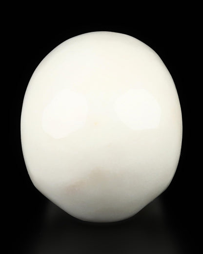 Skullis 2.0" White Jade Crystal Skull, Hand Carved Gemstone Fine Art Sculpture, Reiki Healing Stone Statue.