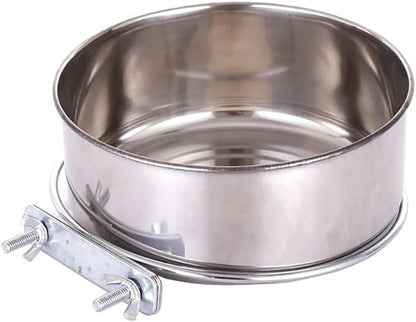 Stainless Steel Hanging Pet Bowls, Dog Crate Food and Water Bowl Metal Coop Cups with Clamp Holder, Detached Dog Cat Cage Kennel Bowl Feeder Dish for Dogs Cats Birds Ferret Rabbit and Small Animals