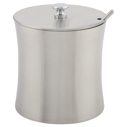 Acouto Salt Bowl with Lid and Spoon, Stainless Steel Sugar Bowl Salt Seasoning Condiment Pot Jar with Cover and Spoon