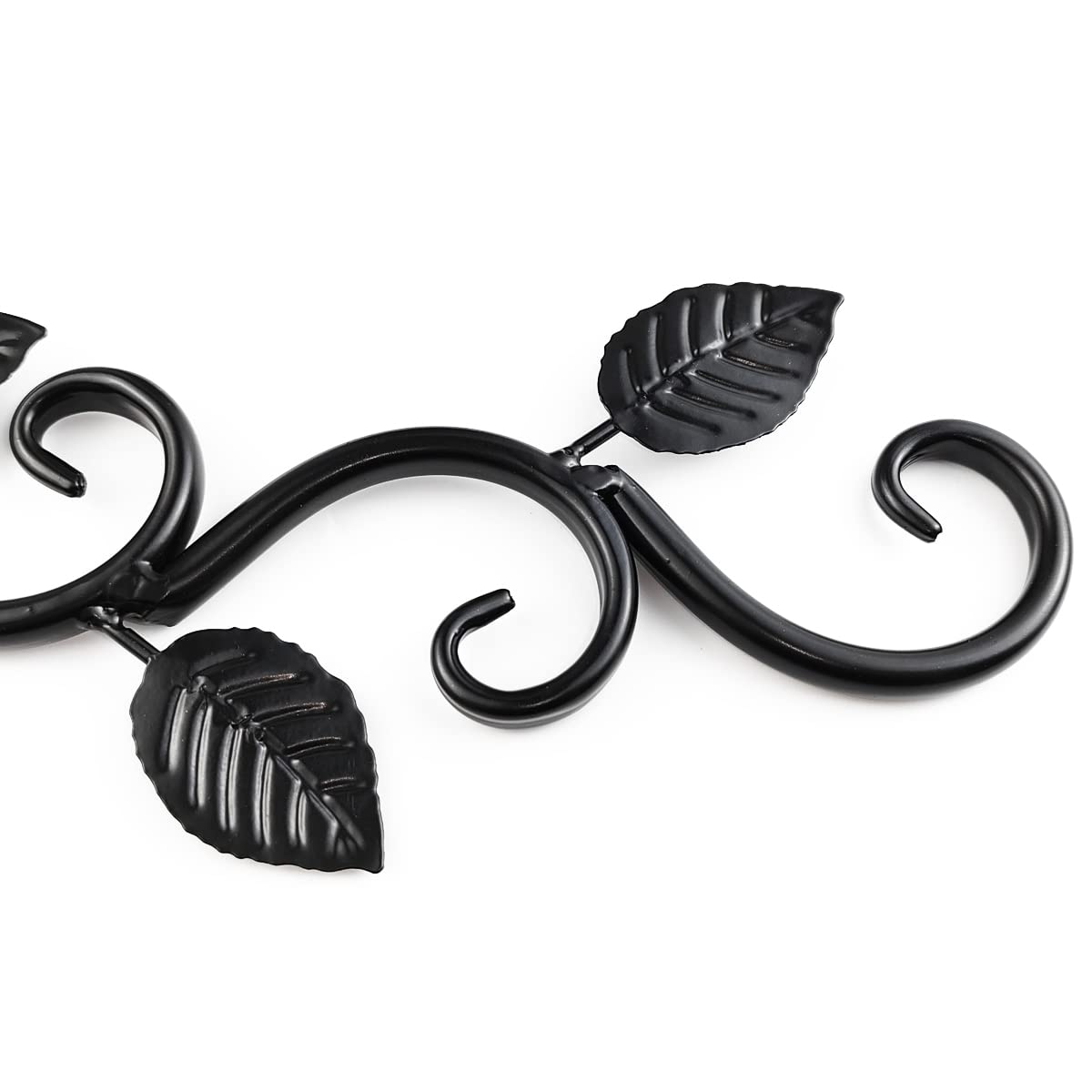 TIHOOD 2PCS Wall Hook Hanging Plant Brackets, Metal Plant Bracket Iron Wall Mount Leaf Black Hangers for Hanging Bird Feeders, Lanterns, Wind Chimes, Planters, Outdoor Decoration Hooks
