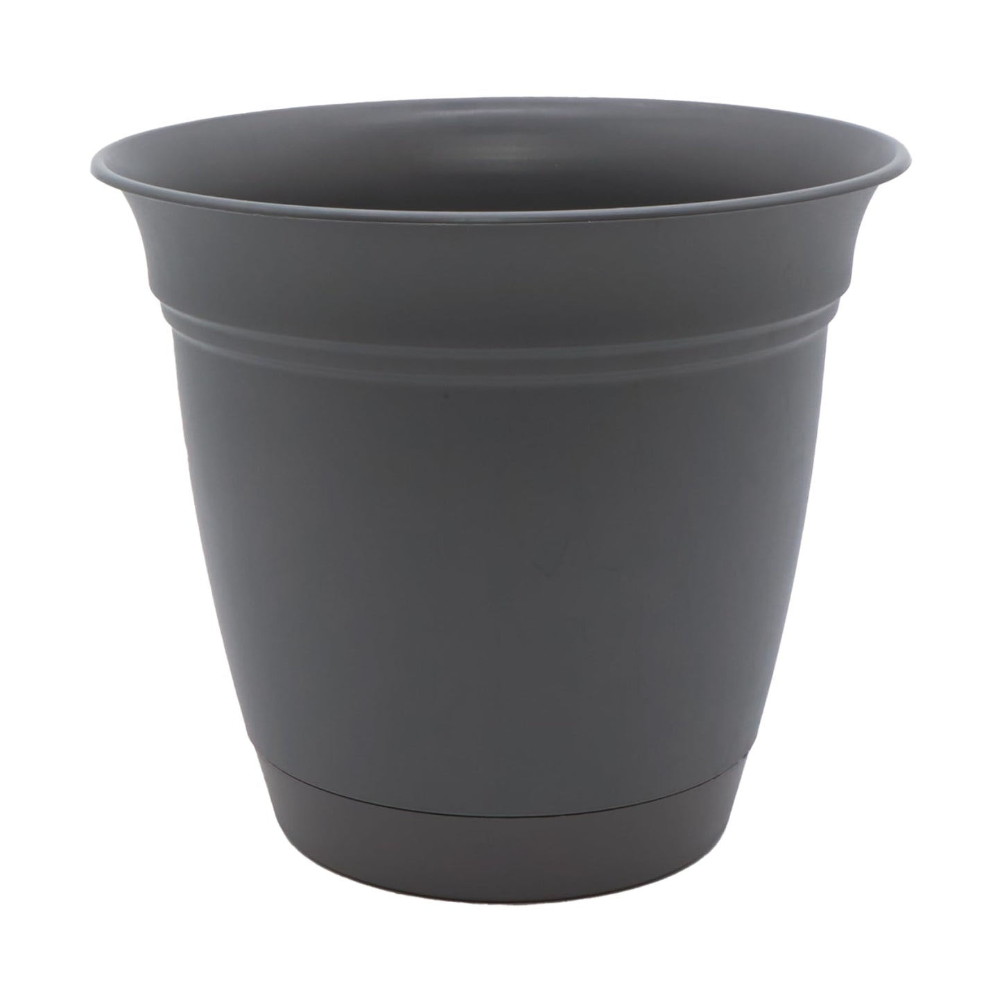 The HC Companies Eclipse Round Planter with Saucer - Outdoor & Indoor Plant Pot with Drainage Holes - Lightweight, UV-Resistant Plastic Pots for Plants, Flowers & Herbs (20" Warm Gray, Pack of 1)