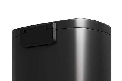 Garvee 13 gal (50 L) and 2.6 gal (10 L) Metal Trash Can Combo Set, Rustproof Garbage Can with Lid, Step-on Trash Bin with Inner Bucket, Rear Handle, Black