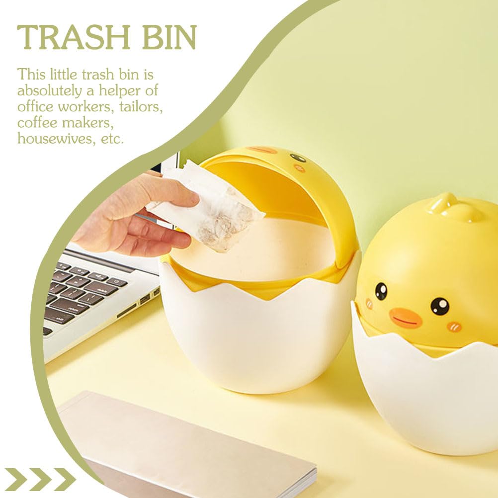 Gadpiparty Mini Desktop Trash Can with Lid: Cute Cartoon Small Waste Bin for Office, Kids Room, Dorm & Bedroom - Tiny Garbage Bin for Desk, Dresser & Tabletop