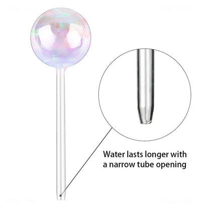 Tomorotec [3PCS] Light Iridescent Rainbow Gradient Color Clear Glass Self-Watering System Spikes, Automatic Plant Waterer Bulbs