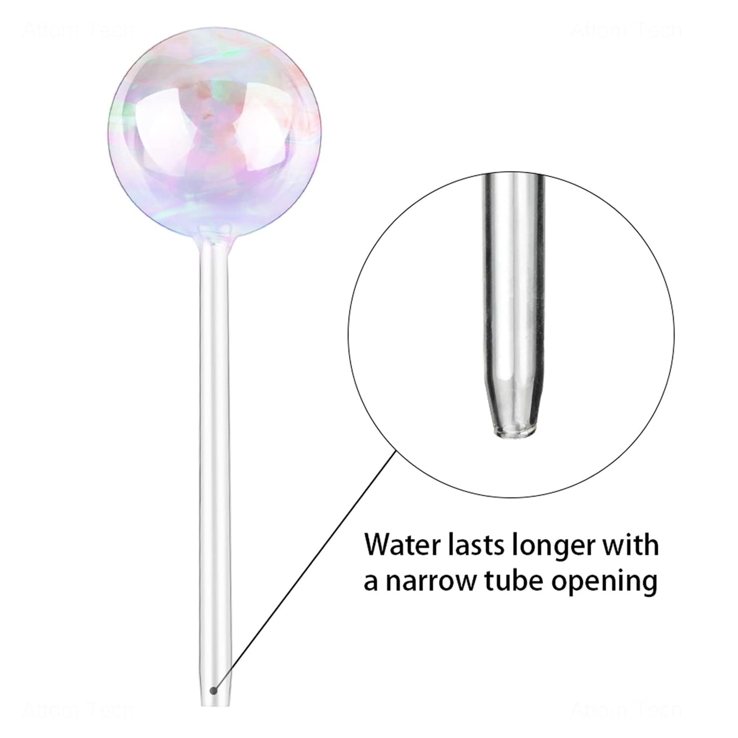 Tomorotec [4 PCS] Light Iridescent Rainbow Gradient Color Clear Glass Self-Watering System Spikes, Automatic Plant Waterer Bulbs