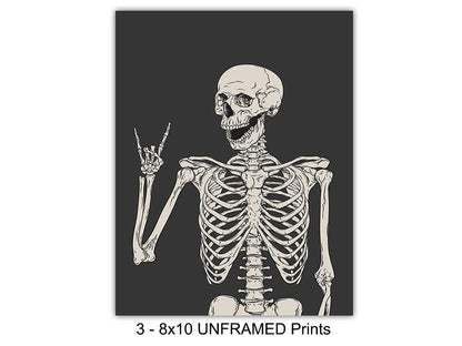Skeleton Wall Art & Decor - Halloween Wall Decor - Gothic Home Decoration - Goth Room Artwork - Funny Skull Art - Pagan Gifts - Bedroom Dorm Man Cave - Men Boys Teens - Witchy Picture Poster Print