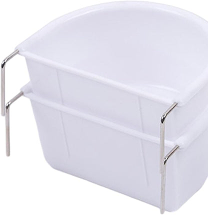 2Pcs Bird Feeding Dish Sturdy Hanging Feeding Bowl Easy to Install Bird Food Tray Bird Cage Accessories for Conures Lovebirds, 10.9cmx9.8cmx5.4cm, Optional