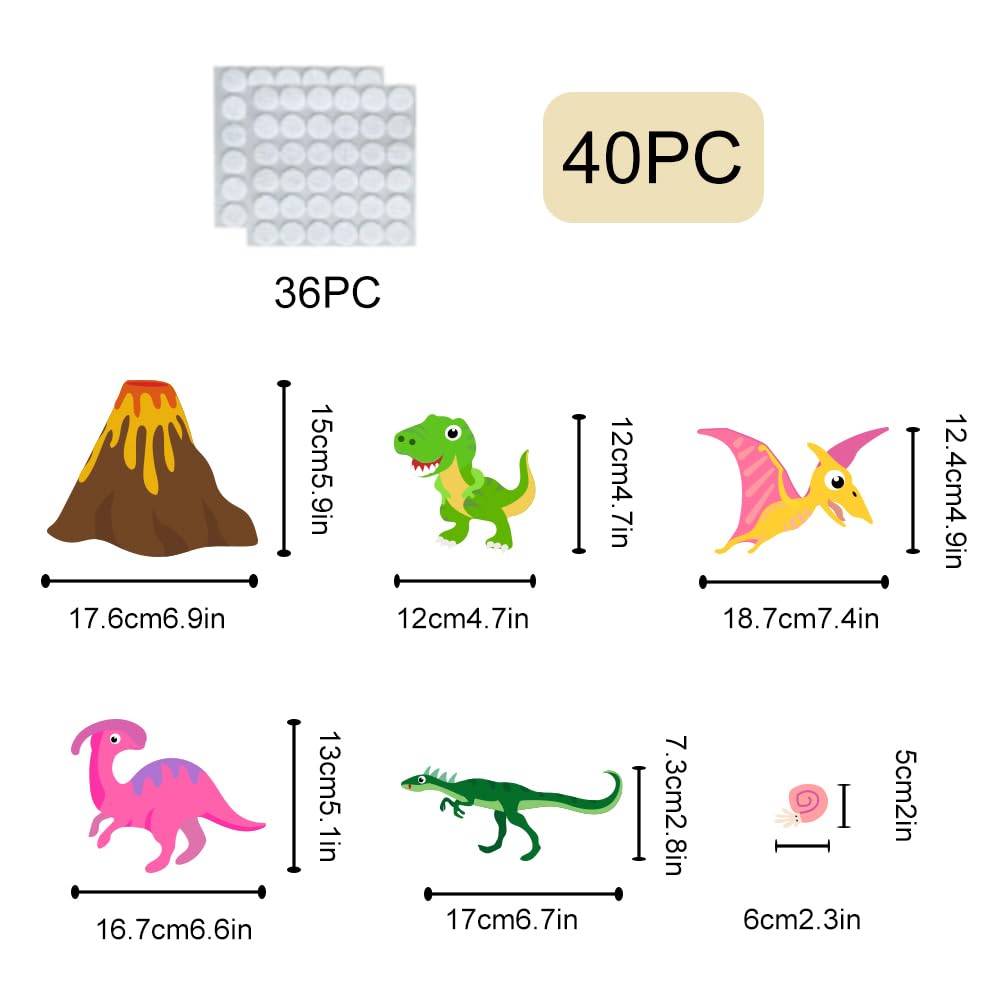 BEUNITONE 40PCS Dinosaur Felt Board Stories Set Animal Storytelling Flannel Board Colorful Interactive Early Learning Teaching Play Kits for Classroom Christmas Birthday Gift