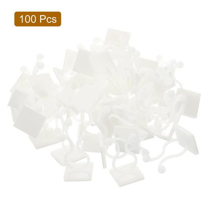 uxcell 100Pcs Plant Climbing Wall Fixture Clips, Plant Fixer Self-Adhesive Hooks Wire Fixing Supporting for Indoor Outdoor Decoration and Cable Wire Fixing (White, 13.3mm/0.52")