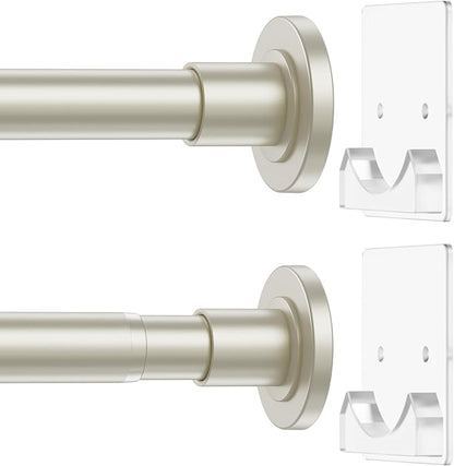 CorkLatta Nickel Shower Curtain Rod,1 Inch Diameter Stainless Steel Adjustable Spring Tension Rods 32 to 92",with Holders,Anti-Slip,Curtain Rods No Drilling(1 Pack)