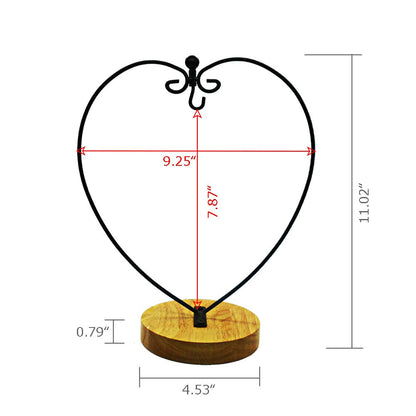 YY YEARCHY Ornament Stand Display Metal Stand Air Plant Stand Flower Pot Holder Iron Pothook Stand for Hanging Glass Globe Ball (Heart round wood 2Pcs)