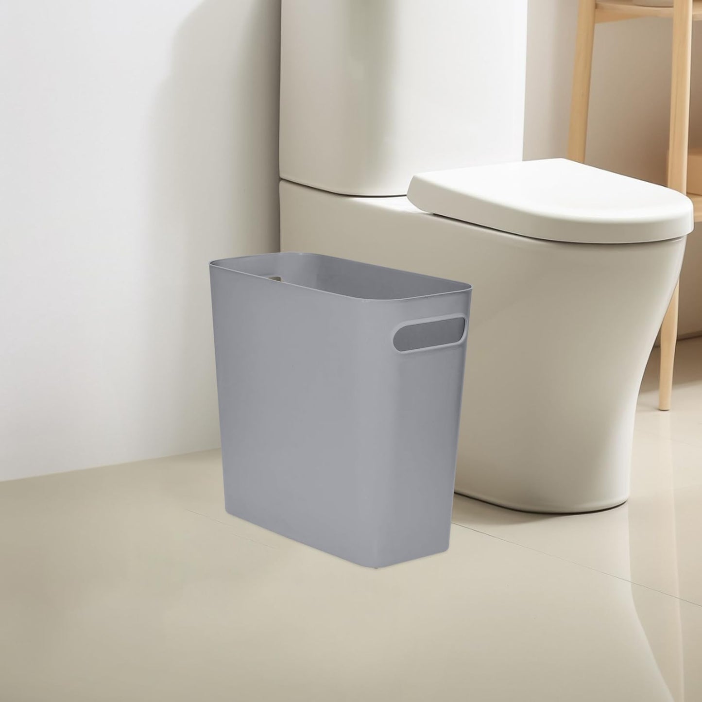 VKPLITE Versatile 1.8 Gallon Plastic Trash Can - The Compact Bin for Bathroom, Kitchen, or Home Office - Grey