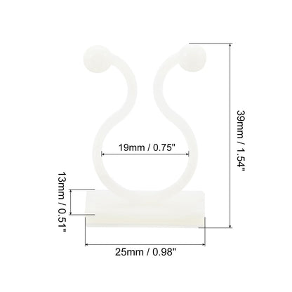 uxcell 100Pcs Plant Climbing Wall Fixture Clips, Plant Fixer Self-Adhesive Hooks Wire Fixing Supporting for Indoor Outdoor Decoration and Cable Wire Fixing (White, 19mm/0.75")