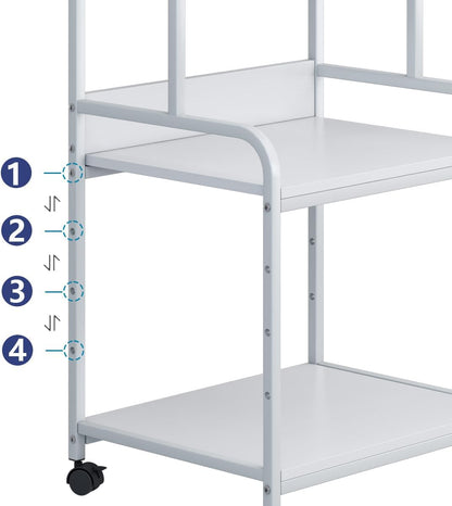 Printer Stand with Storage Shelf,3 Tier Printer Cart with Wheels,Mobile Printer Table for Home Office,Stands for Printer Heat Press Scanner Fax,Industrial Style (White)