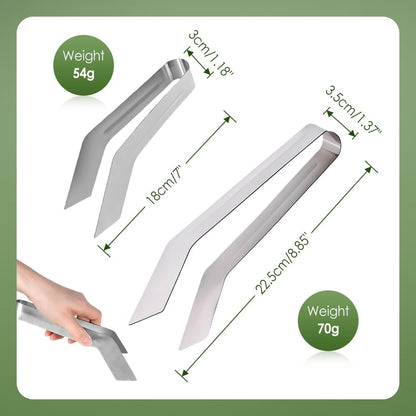 Seedling Transplant Tongs, Stainless Steel Seedling Remove Transplanting Pliers, Anti-Slip Grasp Tips Gardening Plants Transplant Tongs for Reducing Root Damage (2PCS, Large)