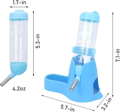 Wontee Hamster Water Bottle Water Dispenser Hamster Silent Exercise Running Wheel for Dwarf Hamsters Gerbil Mice (Blue, 125ML)