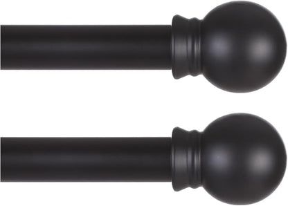 Thestoa Black Curtain Rods 2 pack for Windows 30-62 inch Adjusts Length by Splicing, 5/8" Diameter Matte Black Small Curtain Rods for Bedroom, Living Room, Kitchen, Outdoor, Farmhouse