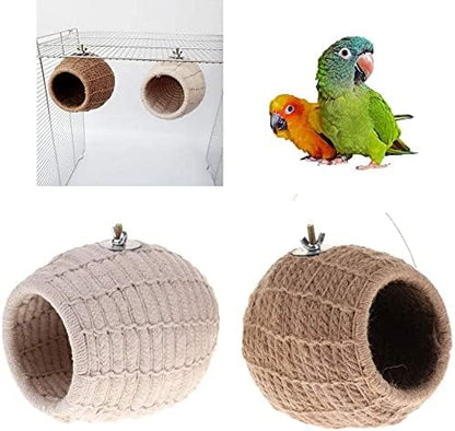 Litewoo Bird Breeding Nest Warm Rope Bed House for Small Medium Bird Parrot Parakeet Conure Cockatiel Canary Finch Lovebird Budgie (C: Cotton Rope)