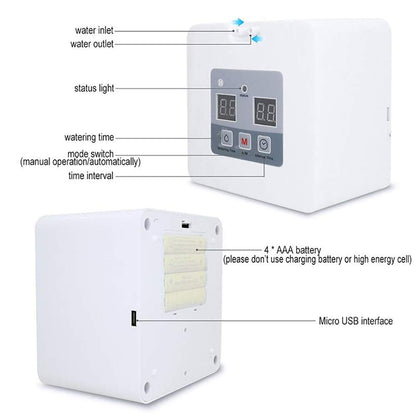 TopHomer Automatic Irrigation System Indoor Plants Automatic Watering System LCD Display Auto Water Timer Supported 10-15 Pots for Pot Plants, Hanging Basket, Flower Beds