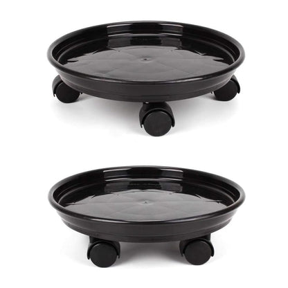 2Pcs Plant Caddy,Planter Pot Mover, Plant Pot Pallet Dolly Caster with Universal Wheels, Round Movable Planter Dolly Trolley Tray Pallet Outdoor Indoor Tree Flower Stand Planter (13 inch+2pcs+black)