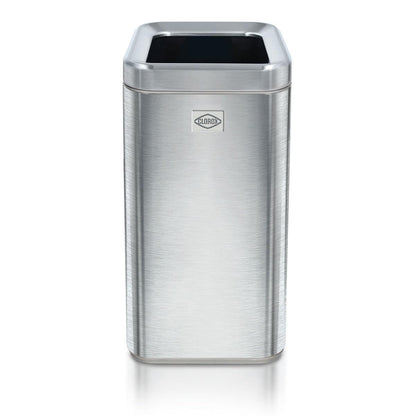 Clorox Slim Open Trash Can - 2.6 Gallon (10 Liter) Small Metal Waste Basket with Removable Bucket for Narrow Spaces - Stainless Steel Garbage Bin for Bathroom, Bedroom, or Office