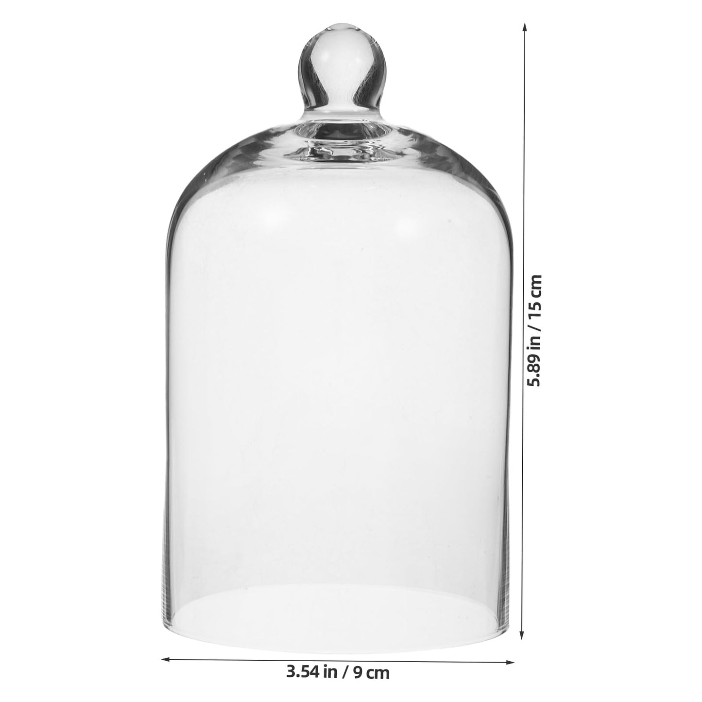 POPETPOP Glass Cloche Dome Bell Jar Display Case 9"" Clear Glass – Space-Saving for Shelf or Desk Display – for Plants, Collectible Figures, Candle Decor, Terrariums