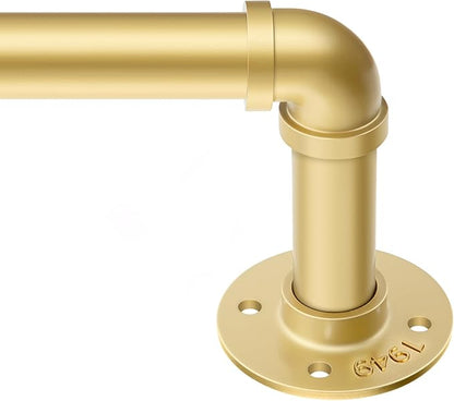 Zeerobee Curtain Rods for Windows 72 to 144, 1 Inch Industrial Wrap Around Gold Curtain Rod, Indoor/Outdoor Room Divider Adjustable Drapery Pole, 72"-144"