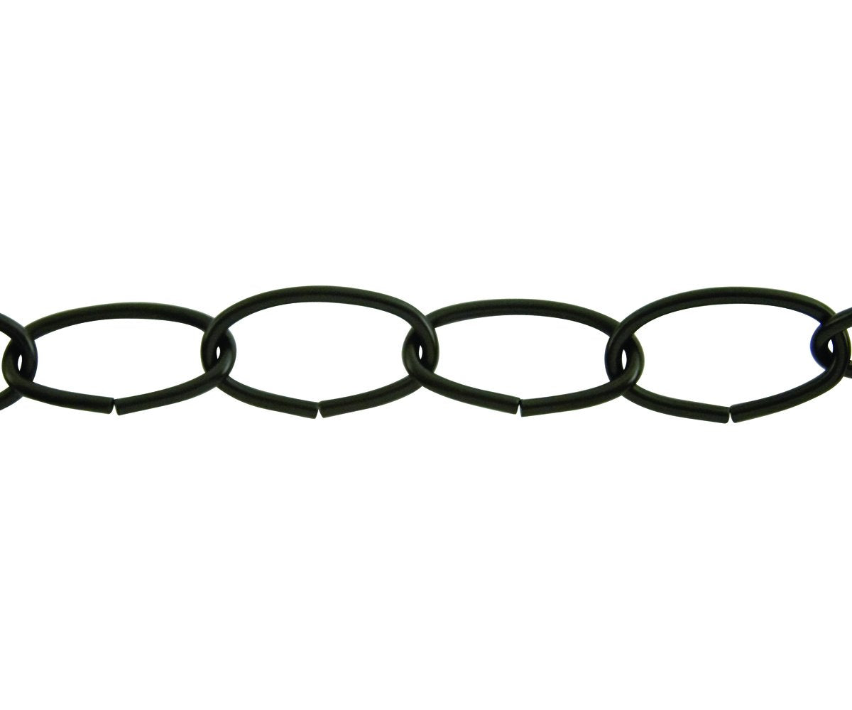 KingChain 536521 1/8-inch x 50 ft. Lightweight Decorative Oval Chain with 45 lb. Safe Working Load, Black Finish, for Hanging Baskets, Planters, Light Fixtures, Chandeliers