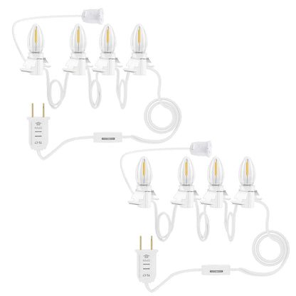 SANJOON C7 Christmas Village String Light, 4 LED Bulbs, 7.8FT White Cord, Copper Material, Includes Spare Fuse, 2PCS