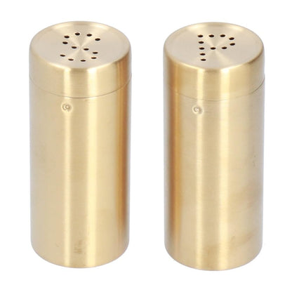 MOPFOL 2Pcs Stainless Steel Seasoning Jars - Golden Kitchen Salt and Sugar Shakers with Dispensing Control, Refillable Seasoning Bottles