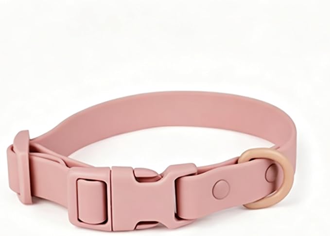 Ovale Waterproof PVC Dog Collar&Leash Set,Leash with Buckle.(M, Pink) | Durable PVC Material Easy to Clean, Multi Ways to Wear Hand/Waist/Shoulder