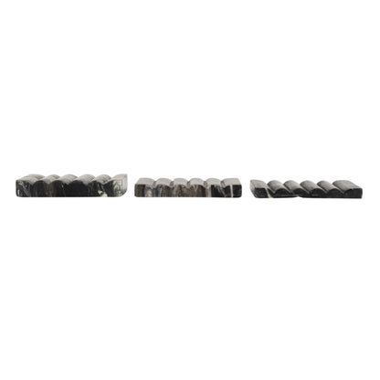 Creative Co-Op Mélange Marble Soap Dish, Black and Beige