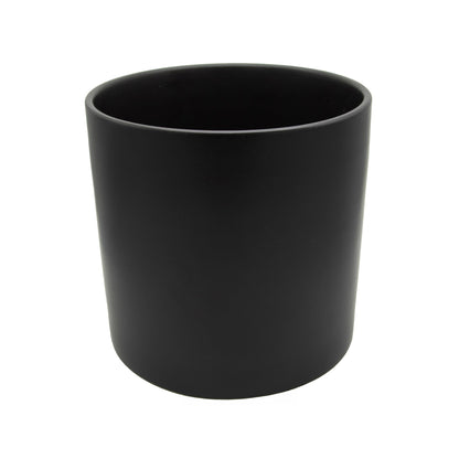 WGVI Black Ceramic Cylinder Vase Width 7" Height 6.75", Flower Arrangements, Candle Holder, Terrarium Planter Pot, Storage Container Organizer, Pen Brush Holder, 6 Pieces