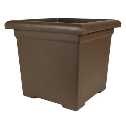 The HC Companies Accent Square Plant Pot w/Drainage - Classic Planters for Outdoor Plants & Indoor Plants - Lightweight & UV-Resistant Square Planter Box (15.5”, Chocolate, Pack of 1)