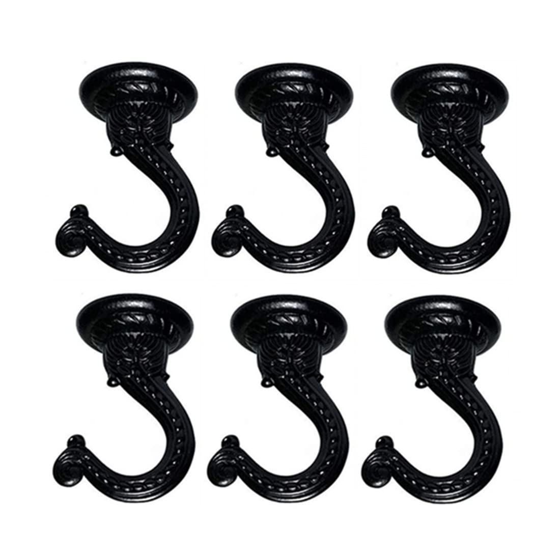 GDQLCNXB 6 Sets 55mm/2.17" Ceiling Metal Ceiling Hooks, Heavy Duty Swag Hooks with Hardware for Hanging Plants/Chandeliers/Wind Chimes/Ornament (Black Color)