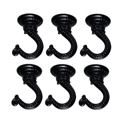 GDQLCNXB 6 Sets 55mm/2.17" Ceiling Metal Ceiling Hooks, Heavy Duty Swag Hooks with Hardware for Hanging Plants/Chandeliers/Wind Chimes/Ornament (Black Color)