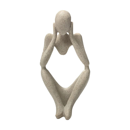 prosfalt Sandstone Resin Thinker Style Abstract Sculpture Statue Collectible Figurines Home Office Bookshelf Desktop Decor(Sandstone - think Deeply)
