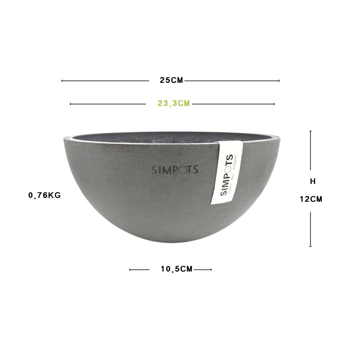 ONE ART Luxury Planters Hand-Finished Modern Design Durable Frost-Proof Indoor & Outdoor Use, Ideal for Desk, Garden, Conference Room, Office, Patio (Gray)
