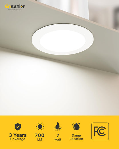 Ensenior 4 Inch Dimmable LED Can Lights, 5CCT Adjustable Color Temperature, 700LM, Model XY4-4I-5CCT, IC & Damp Rated,