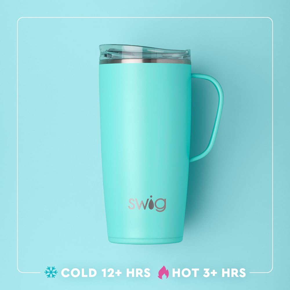 Swig Life 22oz Travel Mug, Halloween Insulated Tumbler with Handle and Lid, Travel Coffee Mug, Cup Holder Friendly, Stainless Steel 22 oz Tumbler, Reusable Insulated with Lid (Candy Corn)