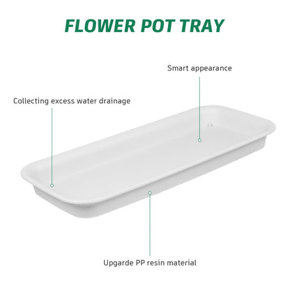 IMIKEYA 5 Pack Rectangular Plastic Plant Drip Trays: 12 Inch White Plant Saucers for Indoors, Windowsill, Flower Pot Planter Drip Tray to Catch Water