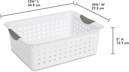 Sterilite 24-Pack Medium Ultra Basket, Open Top Plastic Storage Organizer, White - Classic Baskets for Organizing Countertops, Pantry Shelves, Kitchen Cabinets, Laundry Rooms or Home Offices