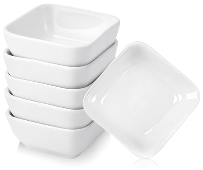 IJRPLM 6 Pack Ceramic Dip Bowls, 3 Oz Small Dipping Bowl, White Ceramic Dip Bowls Set, Porcelain Dipping Sauce Bowl, Soy Sauce Dishes for Soy Condiment BBQ Ketchup Sushi