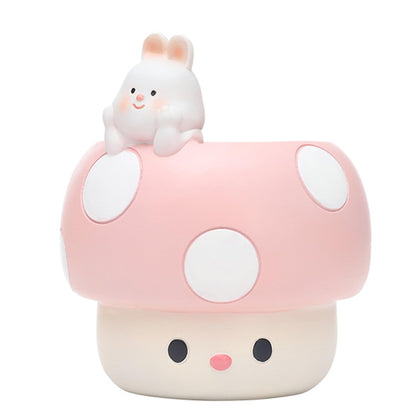 EOBTAIN Unique Mushroom Planter Pot Cute Animal Rabbit Pink Resin Succulent Small Pots for Indoor Plants Mini Cactus Planter Pots Living Room Office Table Decor,Mushroom Lover Gifts,4 Inch