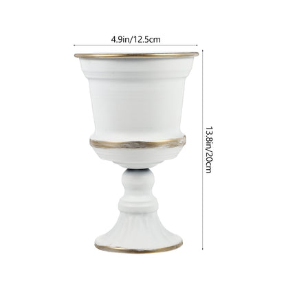 Yardwe White Iron Urn Planters for Outdoor Decor, 12"